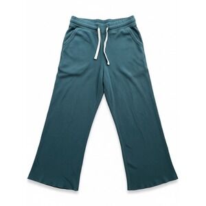 Pact Sweapants Womens Size S Green 100%Organic Cotton Drawstring Wide Leg Comfy